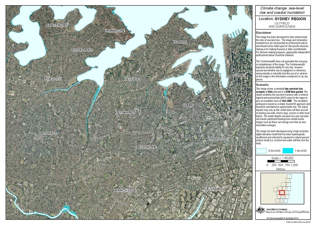 Sydney Low Level scenario 50cm rise by 2100 © SW